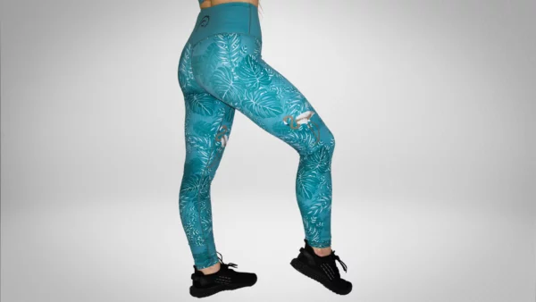 sportlegging FLAMINGO TURQUOISE HIGH WAISTED LEGGINGS